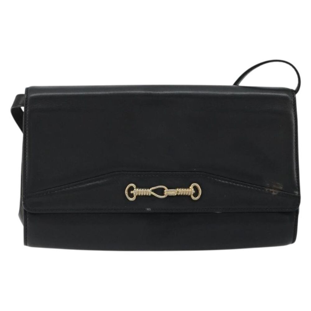Celine Vintage Horsebit Sling Leather Black Leather Shoulder Bag Bag